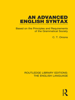 cover image of An Advanced English Syntax
